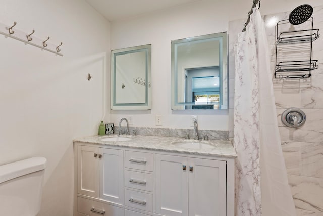 4521 E Fairview St, Spokane, WA 99217 - bathroom with toilet, double vanity, and a tile shower