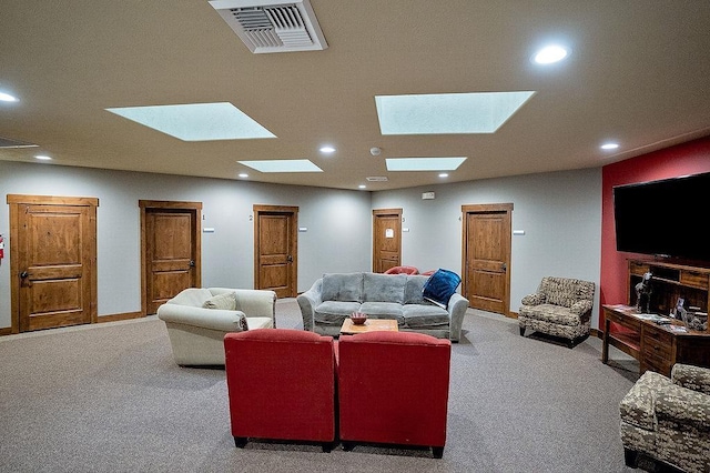 6701 N Idaho Rd, Newman Lake, WA 99025 - living area with carpet, a skylight, recessed lighting, and baseboards