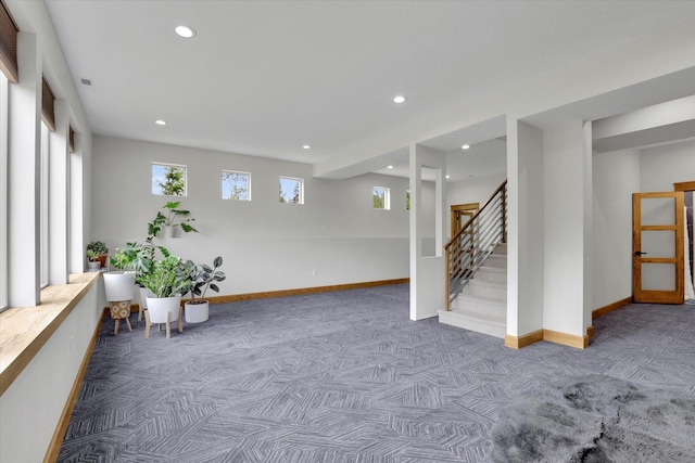 39980 Lake Summit Dr, Loon Lake, WA 99148 - below grade area with carpet, recessed lighting, baseboards, and stairs