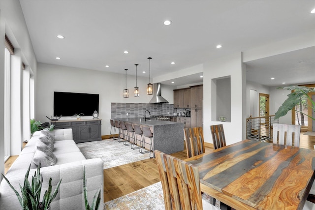 39980 Lake Summit Dr, Loon Lake, WA 99148 - dining area featuring light wood-style flooring and recessed lighting