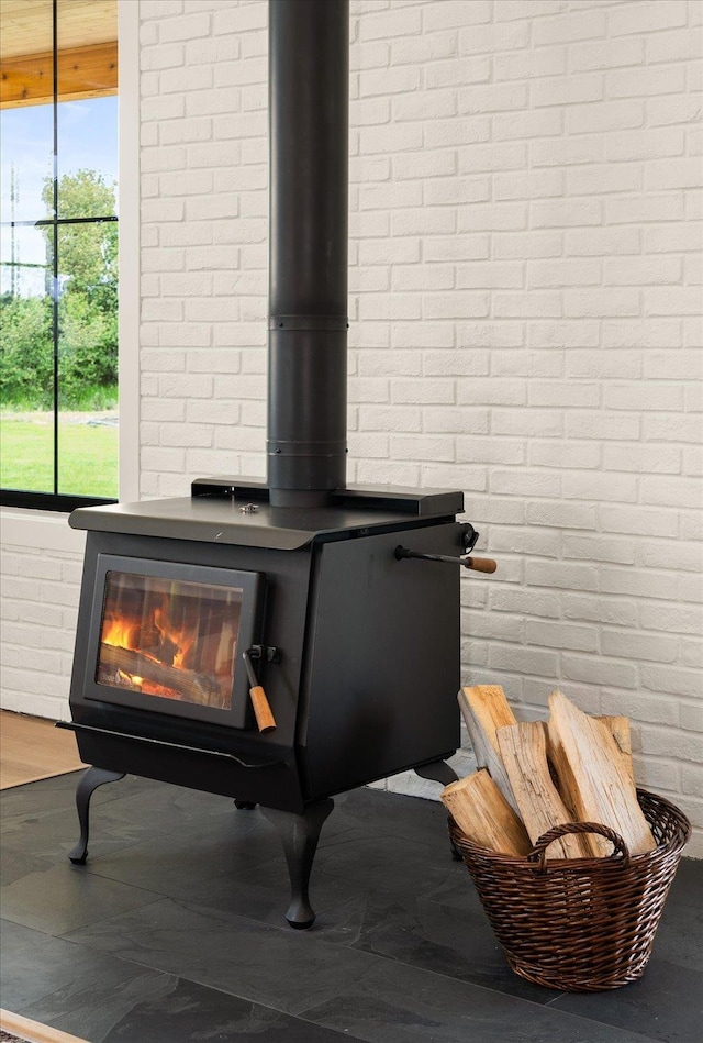 23114 W Mcfarlane Rd, Medical Lake, WA 99022 - detailed view of a wood stove and brick wall
