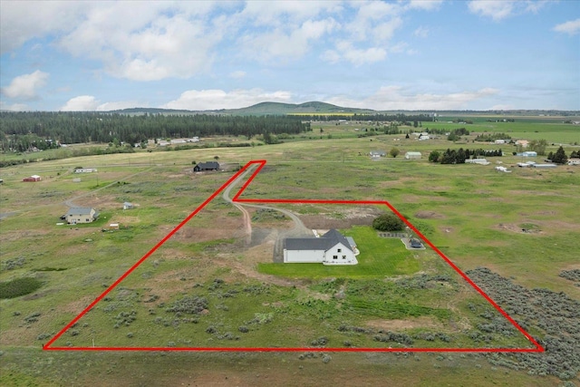 23114 W Mcfarlane Rd, Medical Lake, WA 99022 - overview of rural landscape with property boundaries highlighted and mountains