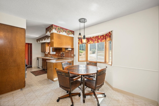 4796 W Gibson Dahl Rd, Clayton, WA 99110 - dining area featuring a textured ceiling, light flooring, and baseboards