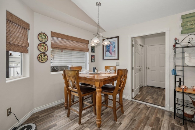17110 W Boone Ln, Medical Lake, WA 99022 - dining space with wood finished floors, lofted ceiling, baseboards, and a chandelier