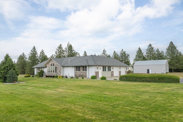 17110 W Boone Ln, Medical Lake, WA 99022 - ranch-style house featuring stone siding and a front yard