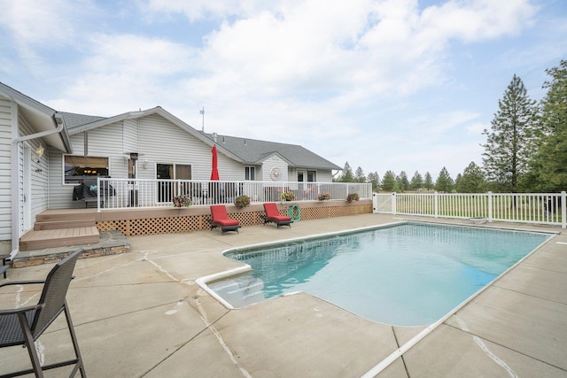 17110 W Boone Ln, Medical Lake, WA 99022 - view of swimming pool featuring a patio area and a wooden deck