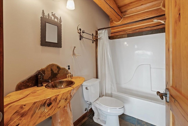 18109 N Harvard Ln, Newman Lake, WA 99025 - bathroom featuring toilet, shower / bath combo, and a sink