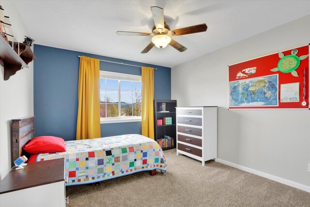 17321 E Morningside Ln, Spokane Valley, WA 99016 - bedroom featuring carpet, ceiling fan, and baseboards
