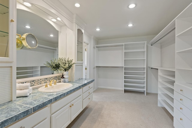 17500 E Wellesley Ave, Spokane Valley, WA 99216 - bathroom with vanity, recessed lighting, and crown molding