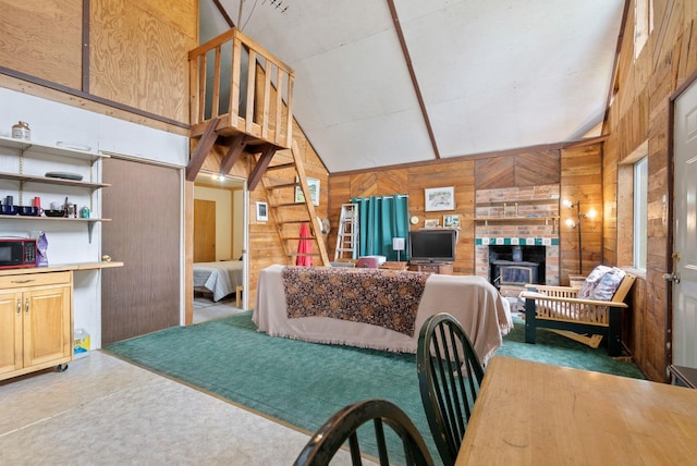 6500 W Soledad Ln, Cheney, WA 99004 - living room with wooden walls and lofted ceiling