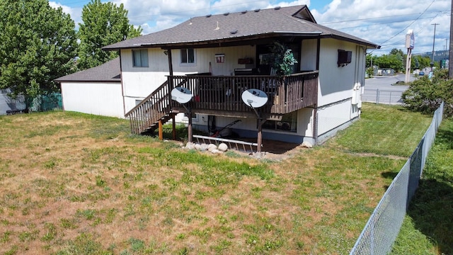 16108 E Broadway Avenue 16110E Broadway Ave, Spokane Valley, WA 99037 - rear view of property featuring a deck, stairs, and a shingled roof
