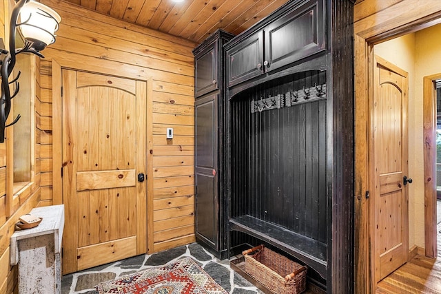 3475B Waitts Lake Rd, Valley, WA 99181 - mudroom with wood walls and wood ceiling