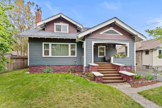 1116 E Newark Ave, Spokane, WA 99202 - view of front of home featuring a chimney, covered porch, and a shingled roof