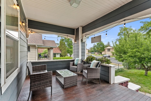 1116 E Newark Ave, Spokane, WA 99202 - wooden terrace with an outdoor living space and a lawn