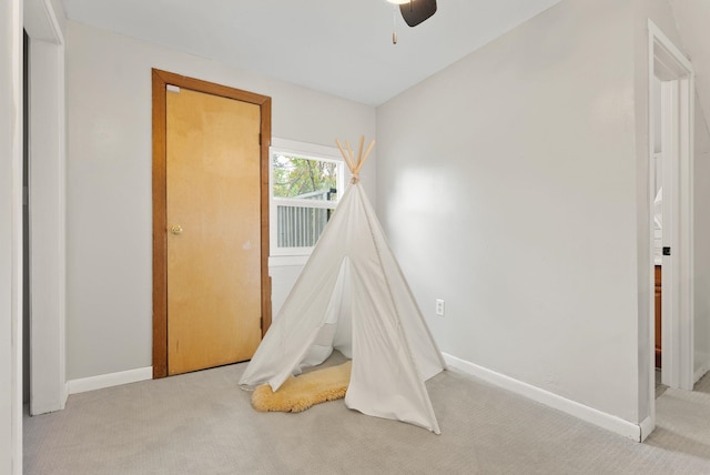1116 E Newark Ave, Spokane, WA 99202 - rec room featuring carpet floors, baseboards, and ceiling fan