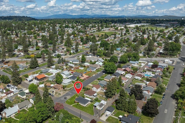 4218 N E St, Spokane, WA 99205 - aerial overview of property's location with a mountainous background and nearby suburban area