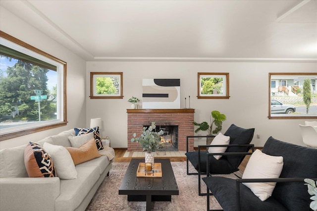 4218 N E St, Spokane, WA 99205 - living area with wood finished floors and a fireplace