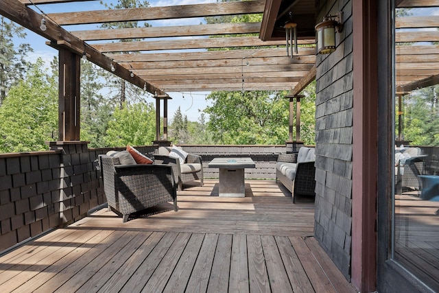1732 W 14th Ave, Spokane, WA 99204 - wooden terrace with an outdoor hangout area and a pergola