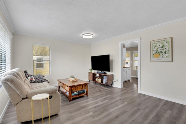 1419 E Glass Ave, Spokane, WA 99207 - living room with light wood finished floors, crown molding, and baseboards