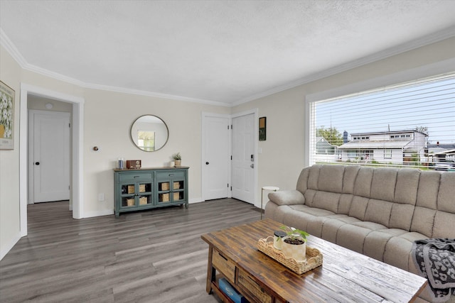 1419 E Glass Ave, Spokane, WA 99207 - living area with crown molding, wood finished floors, and baseboards