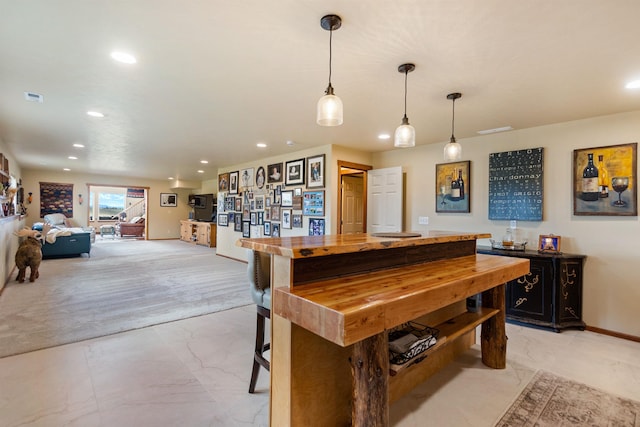 14410 W Jacobs Rd, Spokane, WA 99224 - game room with light marble finish flooring, recessed lighting, baseboards, and light carpet