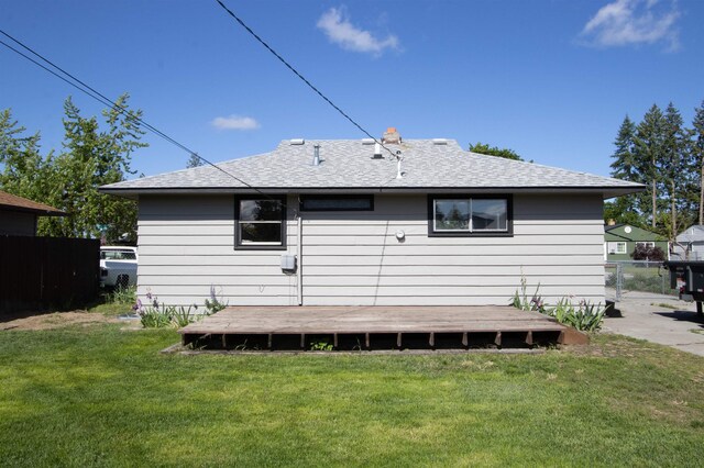 5512 N G St, Spokane, WA 99205 - rear view of property featuring roof with shingles and a wooden deck