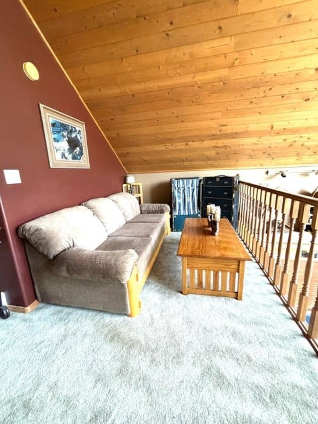 278 Hazel St, Cusick, WA 99119 - carpeted living area featuring wooden ceiling and vaulted ceiling