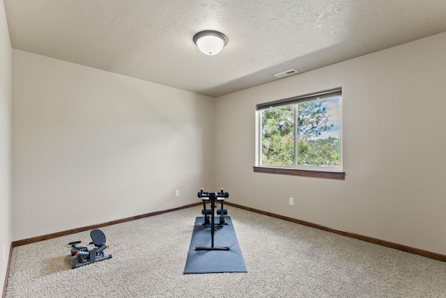 13408 E Copper River Ln, Spokane, WA 99206 - workout room featuring carpet floors, baseboards, and a textured ceiling