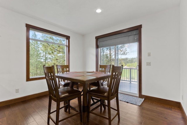 13408 E Copper River Ln, Spokane, WA 99206 - dining area featuring baseboards, plenty of natural light, wood finished floors, and recessed lighting