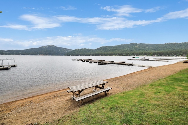 4134 Pebble Beach Rd, Loon Lake, WA 99148 - water view featuring a mountainous background and a floating dock
