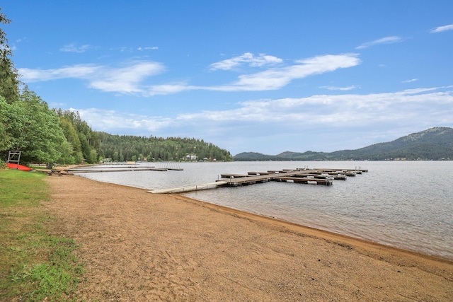 4134 Pebble Beach Rd, Loon Lake, WA 99148 - dock with a water and mountain view and a forest view