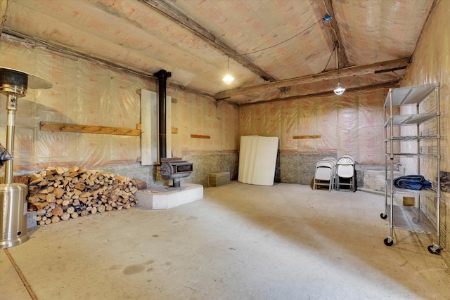 2111 W Mason Rd, Deer Park, WA 99006 - basement featuring a wood stove