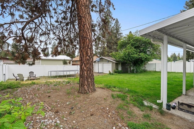 6721 N Washington St, Spokane, WA 99208 - fenced backyard featuring a trampoline