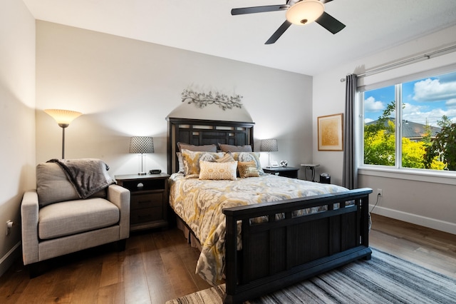 7203 S Tangle Heights Dr, Spokane, WA 99224 - bedroom featuring dark wood-style floors, baseboards, and ceiling fan