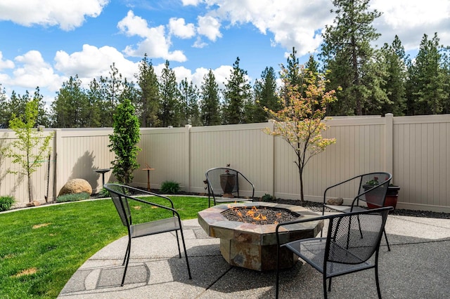 7203 S Tangle Heights Dr, Spokane, WA 99224 - view of patio / terrace featuring an outdoor fire pit