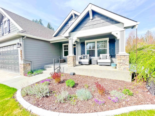 1602 S Canyon Woods Ln, Spokane, WA 99224 - craftsman-style house featuring covered porch, a garage, and a shingled roof