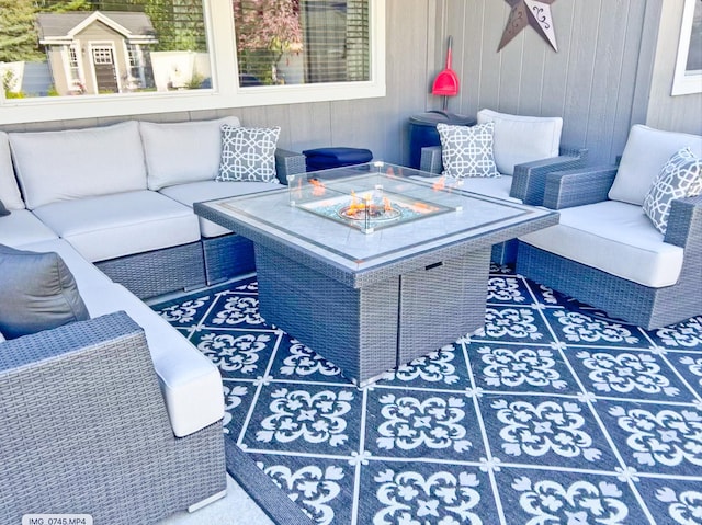 1602 S Canyon Woods Ln, Spokane, WA 99224 - view of patio featuring an outdoor living space with a fire pit