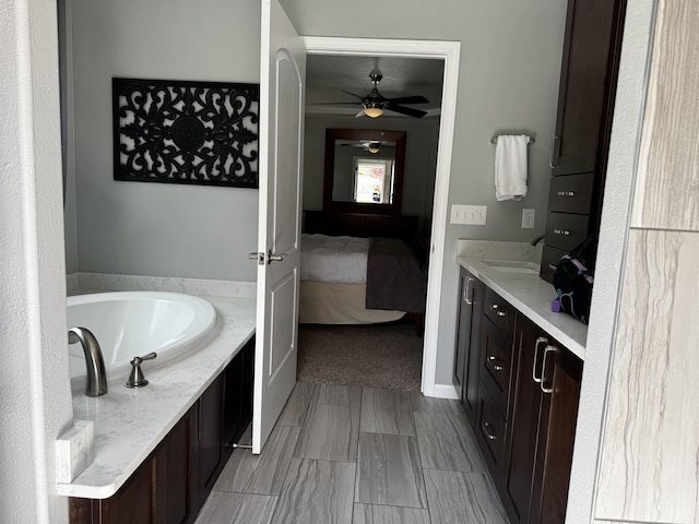 1602 S Canyon Woods Ln, Spokane, WA 99224 - full bath featuring ensuite bath, vanity, a ceiling fan, and a bath