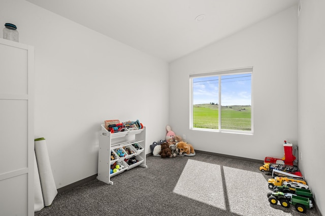 1116 Greenfield Dr, Cheney, WA 99004 - rec room with vaulted ceiling, carpet flooring, and baseboards