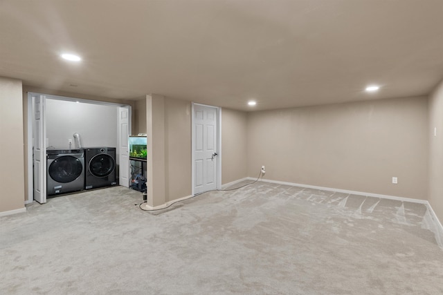 2417 W Euclid Ave, Spokane, WA 99205 - finished below grade area with washer and dryer, recessed lighting, carpet floors, and baseboards
