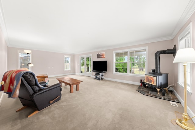 6325 W 48th Ave, Spokane, WA 99224 - living area featuring baseboards, ornamental molding, and carpet floors