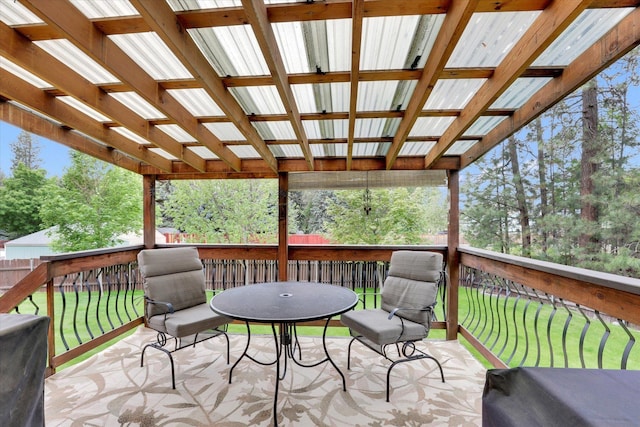 15711 N Unicorn Ct, Mead, WA 99021 - wooden terrace featuring outdoor dining space and a yard