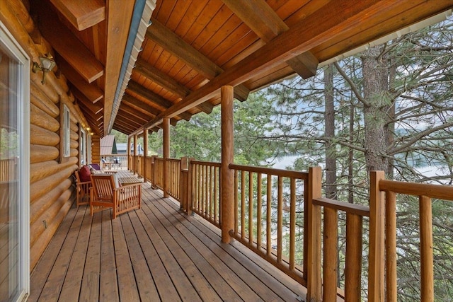 3947 N Deer Lake Rd, Loon Lake, WA 99148 - wooden deck featuring a water view