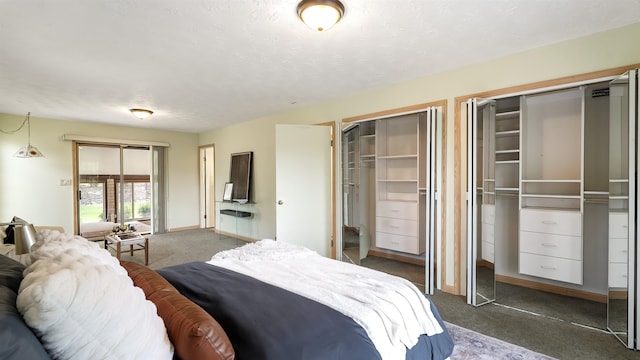 13110 W Charles Rd, Nine Mile Falls, WA 99026 - bedroom featuring two closets, dark carpet, and baseboards