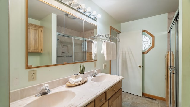 13110 W Charles Rd, Nine Mile Falls, WA 99026 - bathroom with double vanity and a shower with shower door