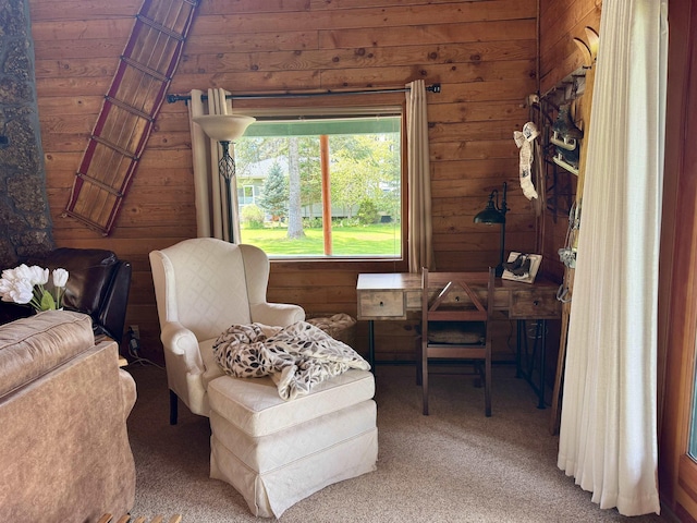 812 Levitch Rd, Newport, WA 99156 - sitting room with wood walls and carpet flooring