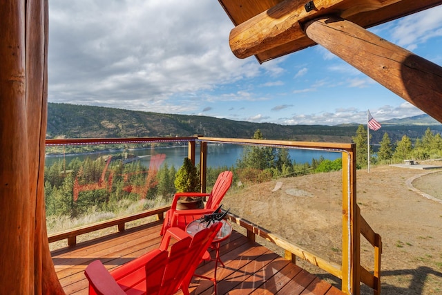 33905 Winterwood Ln Unit E, Davenport, WA 99122 - wooden deck featuring a water and mountain view