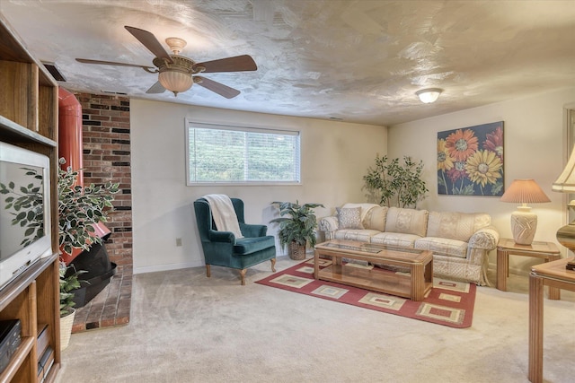 1829 S Glenrose Rd, Spokane, WA 99223 - carpeted living room with a ceiling fan and baseboards