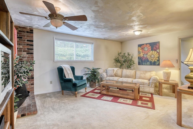 1829 S Glenrose Rd, Spokane, WA 99223 - living room with carpet flooring, a ceiling fan, and baseboards