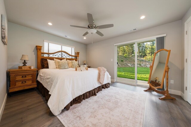 5475 Peggy Way, Deer Park, WA 99006 - bedroom featuring access to exterior, wood finished floors, multiple windows, baseboards, and recessed lighting